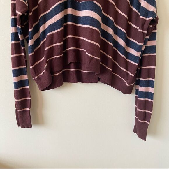 Joie-stripped Crop Long Sleeve Lightweight Sweater - Picture 5 of 8